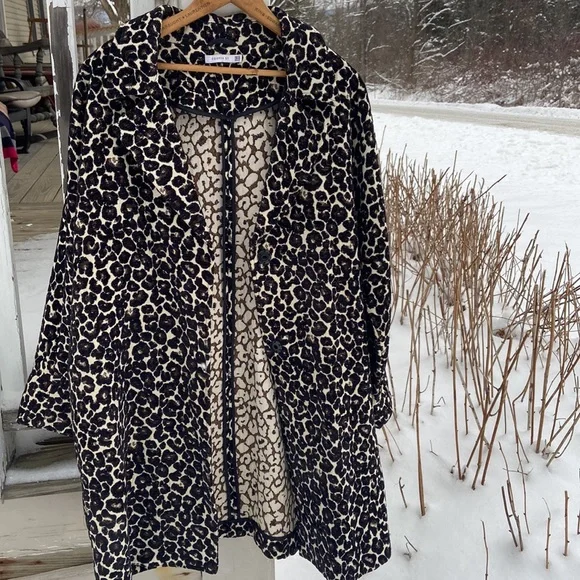 Cooper St Leopard Print Snap Front Coat Women's Size 12 - Picture 4 of 7